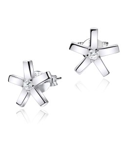 Five Pointed Star CZ Silver Stud Earring STS-3250 